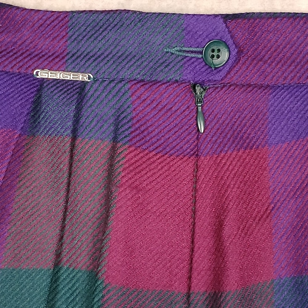 VTG Geiger Wool Skirt Women EU 36 US 4 Plaid Pleated A-Line Long Cottagecore - Picture 7 of 11